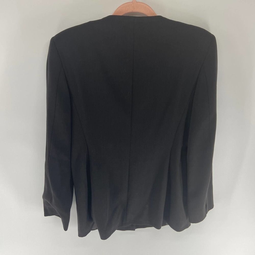MaxMara Strong Shoulder Black wool notch collar Single Button Blazer womens 8 - Picture 6 of 7